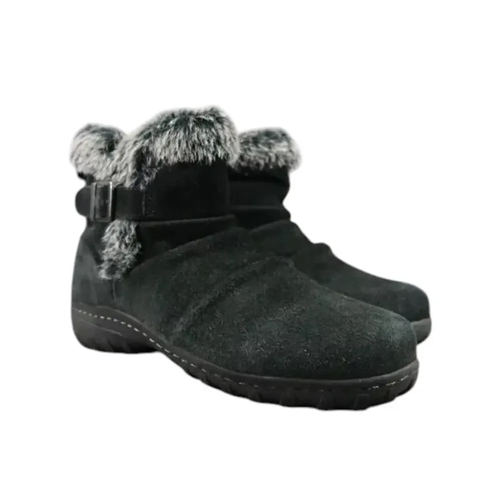 Khombu Shoes Womens 8 Bootie Winter Leather Faux Fur All Weather Lindsey Buckle